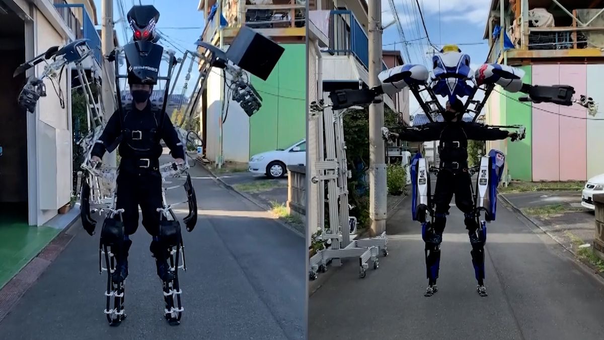 Japonský nadšenec si postavil robotický exoskelet vysoký 2,5 metru